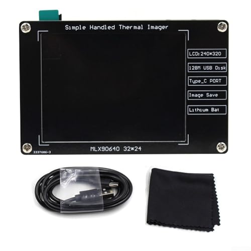 MLX90640 Cámara termográfica infrarroja con pantalla LCD de 2.8 pulgadas para no medición de -40 °C a 300 °C, resolución de 32 × 24 y conectividad USB-C para