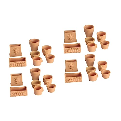 ibasenice 28 Stück Teiliges Miniatur Blumentopf Haltbarem Harz Lebensechte Puppenhaus Deko Vielseitige Garten und Balkonaccessoires Geeignet für DIY Miniaturszenen und Fotorequisiten