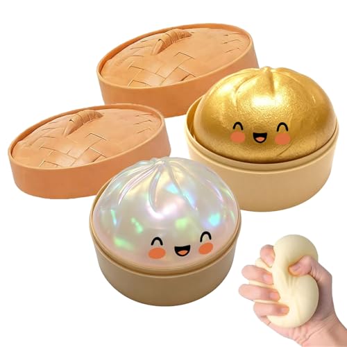 Glitter Squeeze Dumpling Squishys, 2PCS Colorful Dumpling Stress Reliever for Adults, �L���L���P���X�N�C�[�Y�L�q�X�N�C�[�Y�A��l�̂��߂̃J���t�����L�q�^�X�g���X�����O�b�Y