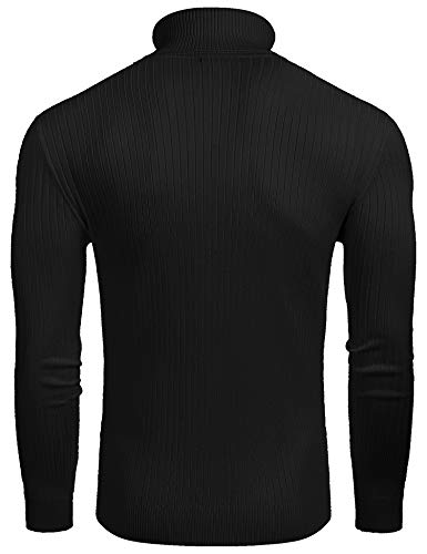 Image of COOFANDY Men's Slim Fit Turtleneck Sweater Casual Twist Patterned Pullover Knitted Sweaters
