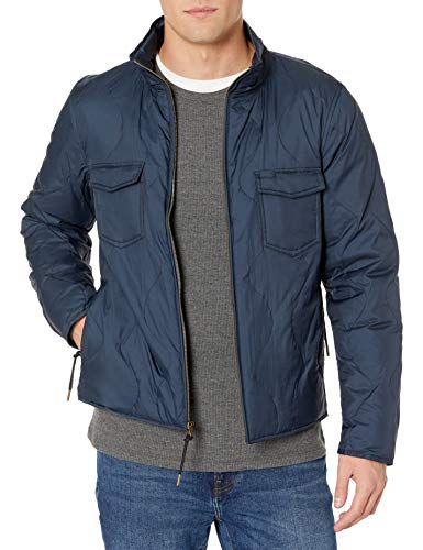 Billy Reid Men's Full Zip Onion Quilted Water Resistant Down Shirt Jacket, Navy, XXL