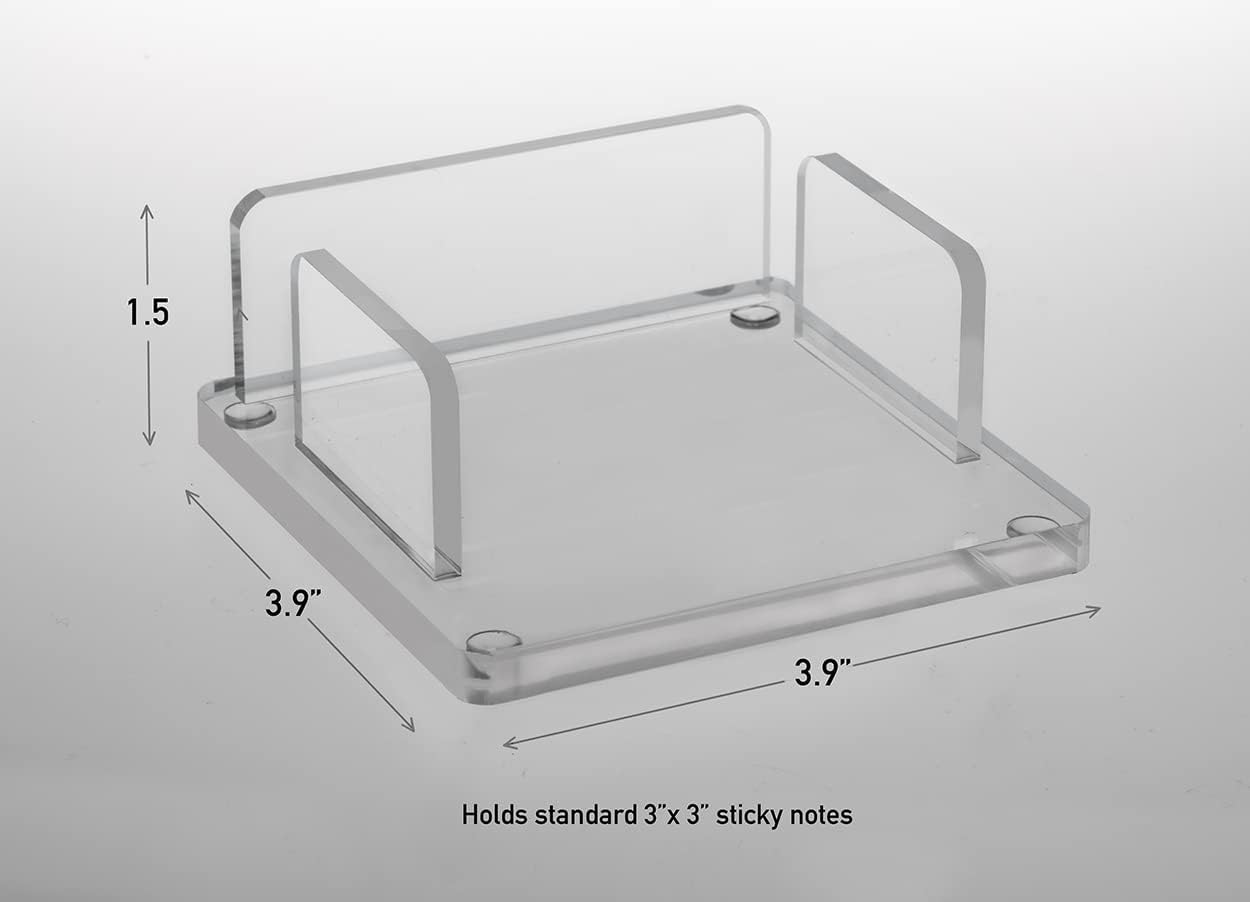 Kantek Clear Acrylic Sticky Note Dispenser, 3"x3" Self Stick Note Pad Holder, Office Memo Organizer, Desk Accessory : Office Products
