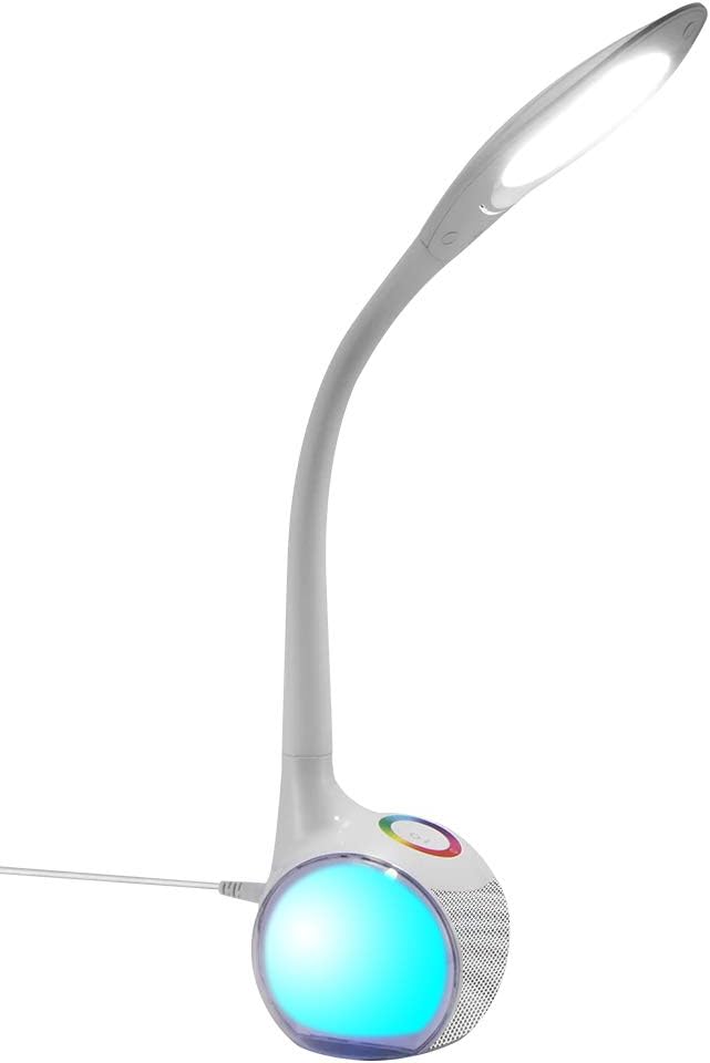 ADOV Desk Lamp, Adjustable RGB Colour Changing, Dimmable Touch Control Eye-Protection Gooseneck LED Table Light for Reading Study Home Office Bedroom- White