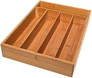 simpdecor Bamboo Cutlery Tray Utensil Drawer Organiser Kitchen Drawer Divider 5 Compartments