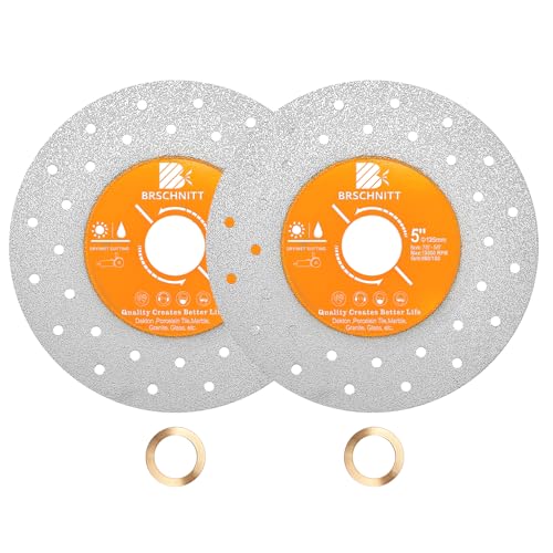Rock Slab Grinding Disc - 5 inch Glass Cutter Disc (2pcs), Granite Cutting Disc, Diamond Grinder Wheel for Rock Slab, Stone, Tile, Marble, Granite, Glass Diamond Cutting Discs