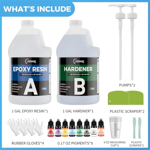 Image of Epoxy Resin 1 Gal for Beginner & Crafter, Crystal Clear Epoxy Resin for Casting, Coating, Jewelry Making & DIY, Hard Type No Bubble Non-Yellowing Deep Pour Resin(0.5 Galx2)