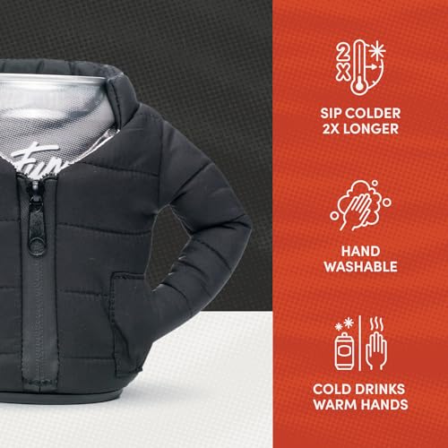 Image of Puffin - The Puffy Jacket - Insulated 12 oz Can Cooler I Beer Bottle & Soda Can Insulator, Keep Drinks and Beverages Cold - Black