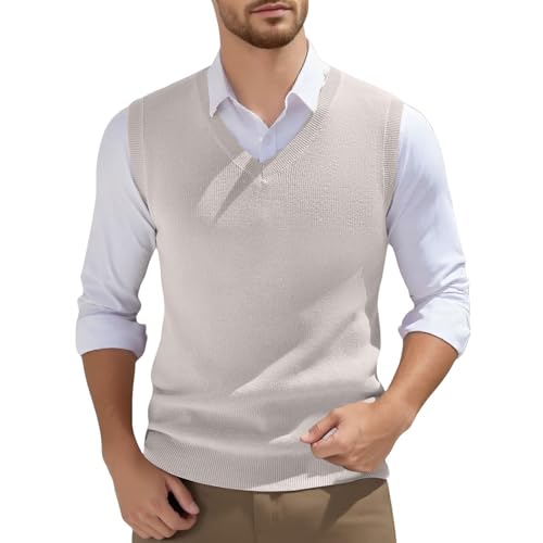 Chaleco de punto para hombre moda primavera cuello V sin mangas casual