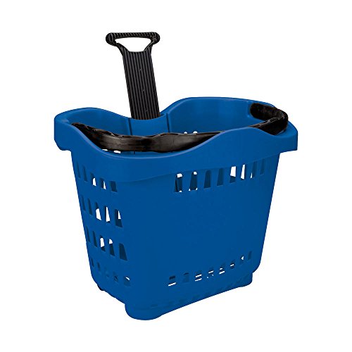 3 x Einkaufskorb Kunststoff rollbar / mit Griff / 55 Liter Fassungsvermögen / blau Cover