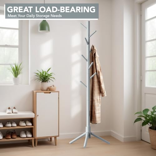 image for Hupmad Wooden Tree Coat Rack Stand,Sturdy Freestanding Coat Rack with 