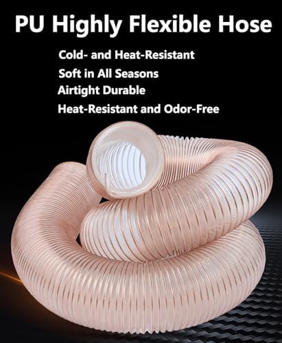 Flexible 1.2mm PU Dust Collection Hose - Heavy Duty Clear Duct for Woodworking & Workshop - 3.93-11.81in Diameter, 3.3ft/1m Length, Ideal for Exhaust & Particle Control