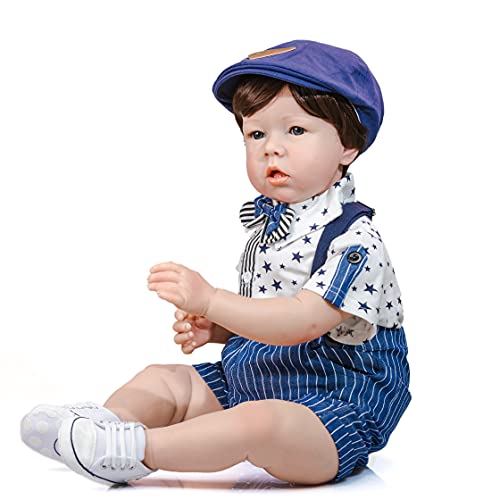 Muñeca Reborn de 28 pulgadas con cuerpo suave y ojos azules miniatura 5