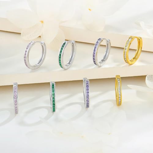 Starchenie Huggie Hoop Earrings for Women 925 Sterling Silver Princess Cut Birthstones Jewelry Gift3