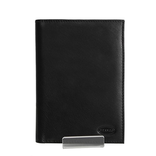 Preisvergleich Produktbild Branco Leder - edle Leder Dokumentenmappe, Reisepasshülle, Ausweishülle, Kartenetui in versch. Farben - präsentiert von ZMOKA® (Schwarz)