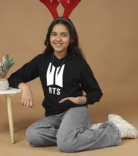 Image of KYDA KIDS Girls Cotton Hooded Neck Hoodies - Sweatshirt with Hoodies Full Sleeves Girls Winter Wear, Long Sleeve Sweatshirts for Girls - Regular Fit