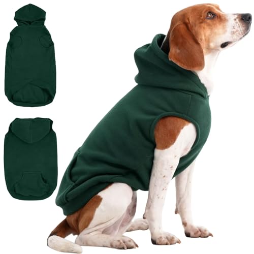 IECOii Hunde-Kapuzenpullover, Polar-Fleece-Hunde-Sweatshirt Herbst-Hundepullover mit Kapuze, warme Haustierpullover für mittelgroße Hunde Jungen Mädchen, ärmelloser Hunde-Kapuzenpullover mittelgroße