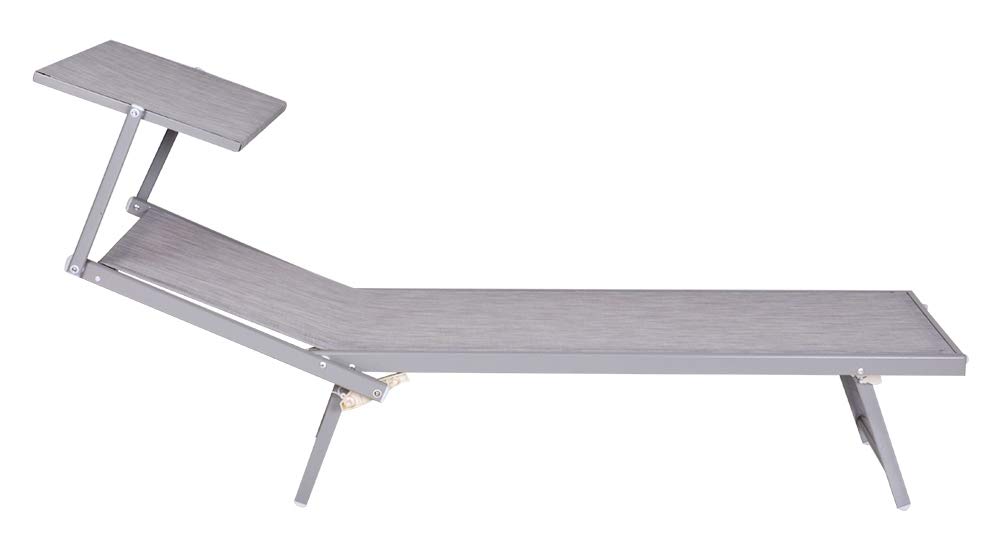 Enrico Coveri Mare Lettino Pieghevole Professionale in Alluminio, con Tetto Parasole e Rivestimento in Textilene, Perfetto per Spiaggia, Piscina e Giardino (Grigio)