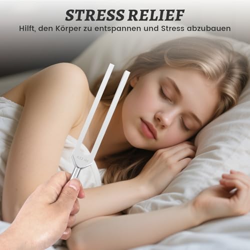 Stimmgabel 432 hz, Aluminiumlegierung Stimmgabel, Stimmgabel Therapie, mit Einem Silikonhammer, Einem Reparaturwerkzeug und Einem Reinigungstuch, Verpackt in Einem Samtbeutel