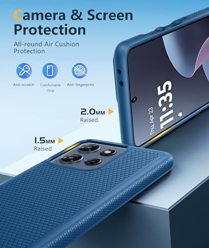 Image of FNTCASE for Moto G 2026 /2025 Case: Moto G Play 2026 /Moto G Power 2025 Case Dual Layer Military Protective Heavy Duty Cell Phone Cover with Screen Protector Shockproof Rugged Non Slip Textured (Blue)