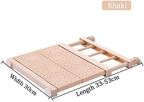 HyFanStr Adjustable Storage Rack Expandable Separator Shelf for Wardrobe, Cupboard, Bookcase Compartment Collecting (Length:13"-20.9", Width:11.8", Khaki)