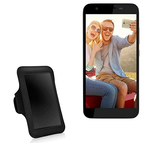 BoxWave Case Compatible with Sky Platinum 5.0 Plus - Sports Armband, Adjustable Armband for Workout and Running for Sky Platinum 5.0 Plus, Sky Platinum 5.0 Plus, 4.5D, 4.0 - Jet Black