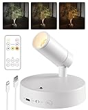 EZVALO Battery Powered LED Spotlight Indoor, Wireless Picture Lights with Remote,5500mAh Rechargeable Mini Display Light, Uplighting Indoor for Artwork Tree Painting Portrait (white-1Pack)