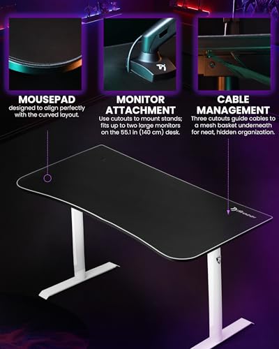 Image of Arozzi Arena Medium Gaming Desk White