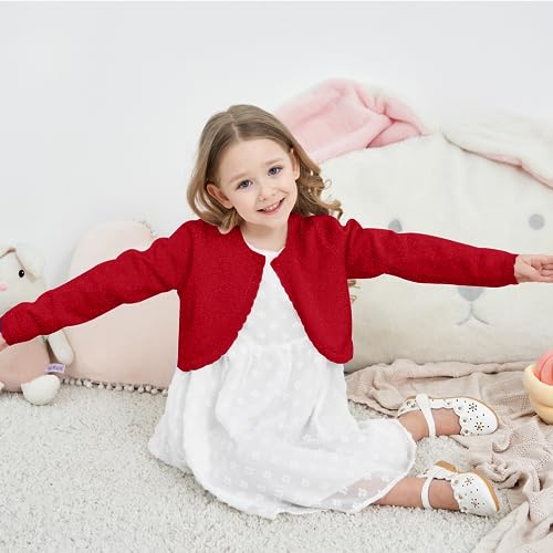 Image of Girls Cardigan Bolero Ruffle Open Front Button Cover-Up 3-12Y