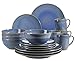 MÄSER Ossia Vajilla de 16 Piezas para 4 Personas, Estilo Vintage mediterráneo, Cerámica, Azul Claro