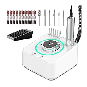 Nail Drill, 40000RPM Professional Electric Nail Grinder, Nail Polishing Machine, Nail Milling Cutter Callus Grinder, Nail Gel Polishing Remover Professional Nail Tools (Bianco A)