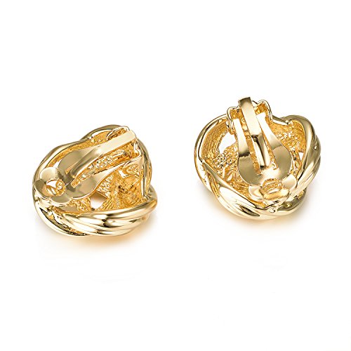 Image of Yoursfs Gold Textured Knot Clip On Earrings for Women Non Pierced Earring 18K Gold Plated Double Half Hoop Earrings Trendy Jewelry