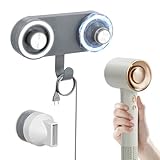Ziyonix Supporto per Asciugacapelli da Muro per Tutti Magnetico Alta Velocità Asciugatore, Supporto per Asciugacapelli Parete con Gancio Organizer per Cavi e Supporto Degli Ugelli per Tutti Gli Asciug