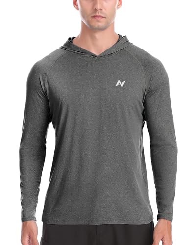 isnowood Mens UPF 50+ Fishing Shirts, Long Sleeve Sun Protection Hoodie, UV Rash Guard Shirt for Running Workout Hiking