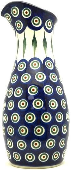 Polish Pottery Carafe - 2 1/2 pint - Peacock