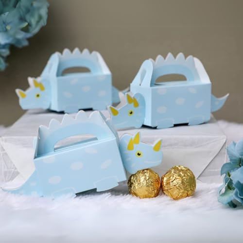 Image of SATYAM KRAFT 20 Pcs Dinosaur Theme Folding Gift Boxes - Paper Storage Box for Chocolate, Dry Fruits, Return Gifts, Birthday, Wedding, Engagement Party Favors (Pack of 20, Sky Blue)