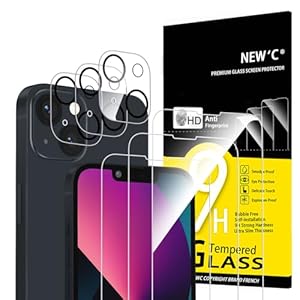NEW'C 3 x Screen Protector voor iPhone 13 (6,1 inch) en 3 x Camera Lens Protector - Gehard Glass Schermbeschermer - Luchtbelvrij - Ultrabestendig - 9H hardheidsglas