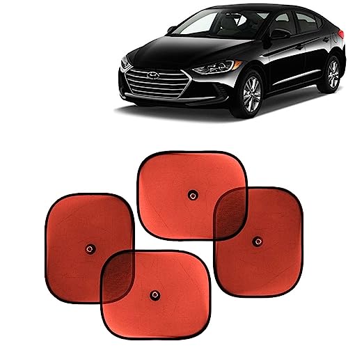 Image of KINGSWAY Car Window Curtain Sticky Sun Shades Compatible with Hyundai Elantra, (Year 2016-2019), Universal Fit Sunshades for Side Window, Rear Window, Red Color, 4 Pieces