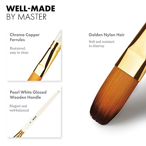 Image of 21 Piece Paint Brush Set, ARTIFY 18 Acrylic Paint Brushes, Palette Knife, and 2 Sponges, Professional Artist Paint Brushes for Acrylics, Watercolors, Gouache, Canvas, and Face Painting, Ivory White