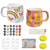 Set di Pittura su Ceramica, Bianco Tazze Kit Ceramica Fai Da Te,Ceramica Pittura Set, Tazze Pittura Set Contiene Tazze, Pennello, Colori E Istruzioni Per Dipingere, Pentole Per Casa, tazza di caffè