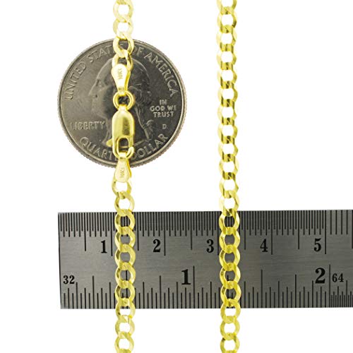 Nuragold 10K Yellow Gold 4Mm Solid Cuban Curb Link Chain Bracelet Or Anklet, Womens Mens Lobster Clasp 7" 7.5" 8" 8.5" 9" - Real Solid Gold Jewelry #TOP4