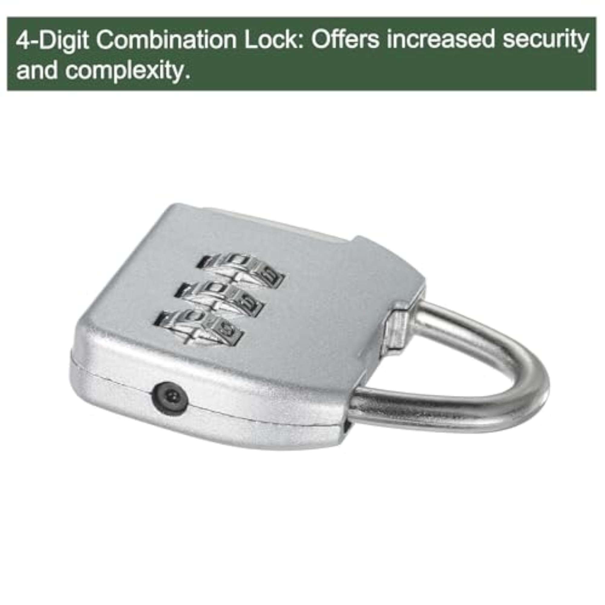 3 Digit Combination Padlock with Security Cables, Silver