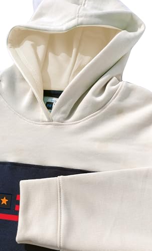Image of Boys Hooded Sweatshirt, America Print, Cotton Blend, Long Sleeve, Navy Blue /Pink /Orange, Regular Fit