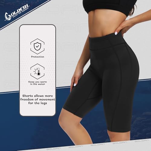 GoldFin Women Wetsuit Shorts, Womens Neoprene Wet Suit Water Short 2mm Scuba Swim Diving Snorkeling Buoyancy Pants, Black, Small