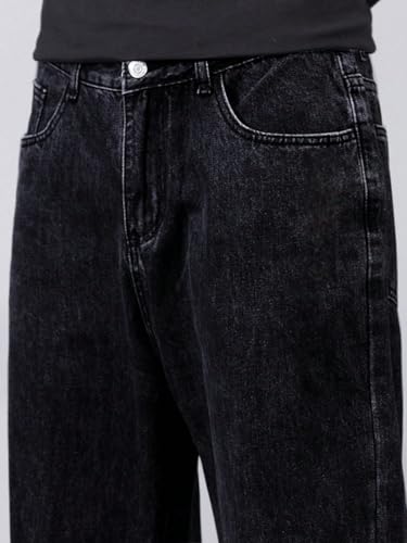 Image of dockstreet Men Baggy Denim Jeans in Pure 100% Cotton Denim || Stretchable (Jet Black) and Stretchable (Colored) Jeans || Unisex Designs||Jeans||