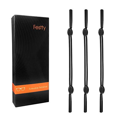 Glasses Strap Sports 3 pcs, Eyeglasses Strap Holder for Kids Women Men, Adjustable Sunglasses lanyard string chain，Reading eye glasses holders around neck, Eyewear Retainer (Black)3