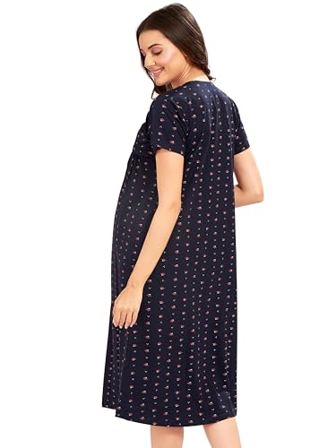 Image of AV2 Women's Cotton Starred Knee Length Maternity Nightdress