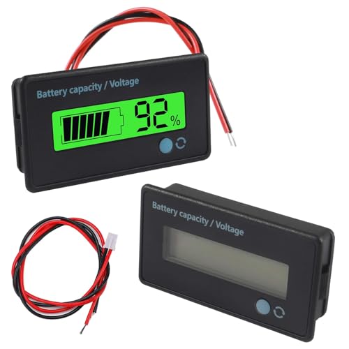 GTIWUNG 2 Piezas Medidores de Batería DC, Indicador de Voltaje de Capacidad de Batería Monitores, DC 12V 24V 36V 48V 72V 84V Battery Meter, Battery Tester Battery Capacity Voltage Indicator, Verde
