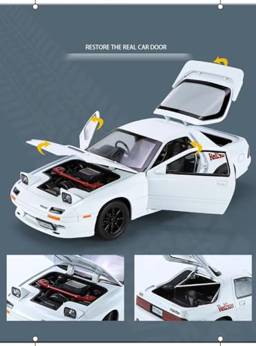 Image of 1:24 Initial D Mazda RX7 Toy Car Diecast Metal Pull Back Car - 4 Openable Doors with Sound & Light | Luxury Toy Car & Gift for Kids 【Colors as Per Stock】