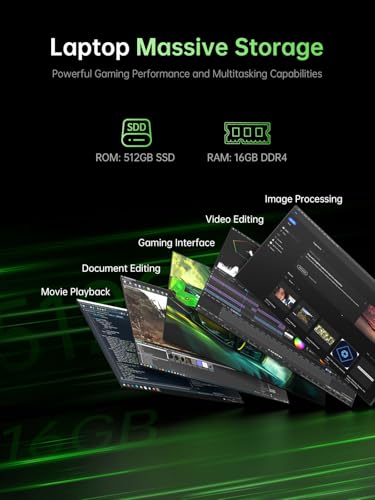 Tivique 2026 Gaming Laptop - 15.6 Inch FHD with Ryzen 5 7430U Processor up to 4.3GHz (Beat R5 7520U) - 16GB RAM DDR4x2 512GB M.2 SSD with 11 Pro, BT5.2, USB3.2,Type-C,Privacy, 65W Fast Adapter, WiFi 6 - Image 4