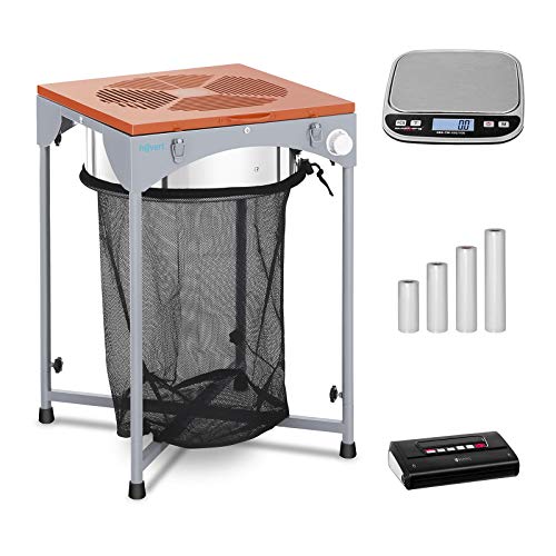 Hillvert Electrical Harvesting Machine Set with Vacuum Device & Table Scale HT-HOWSON-18BE Leaf Trimmer Set 1 (Ø 46 cm, 3 blades, Scale 500 g /0.01 g, Vacuum speed: 16 l/min, 4 rolls for bags)